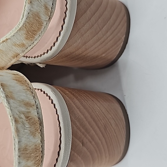 J Crew Calfhair Cowprint Convertible Wood Clogs - Picture 9 of 14